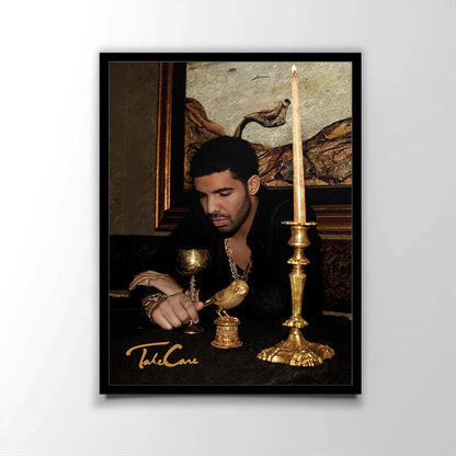 Poster officiel de l'album "Take Care" (2011) du rappeur canadien Drake. Parfait pour les fans de rap américain.