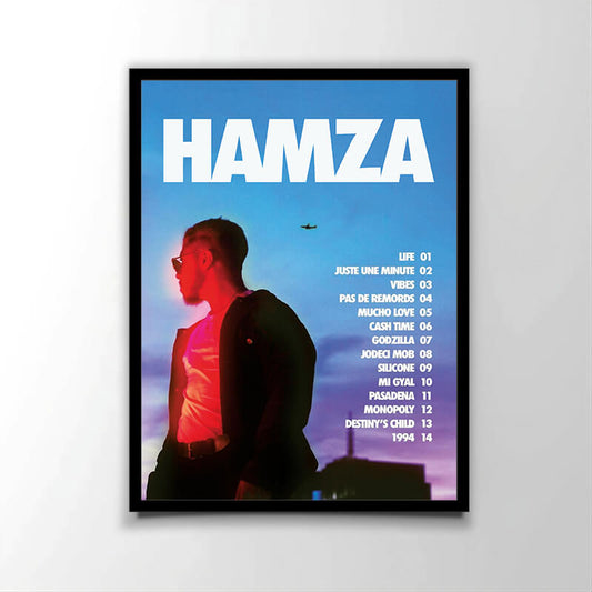 Poster officiel de l'album "1994" (2017) du rappeur belge Hamza. Parfait pour les fans de rap français et belges.