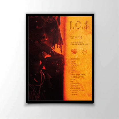 Poster officiel de l'album "JO$" (2018) du rappeur français  Josman. Parfait pour les fans de rap français.