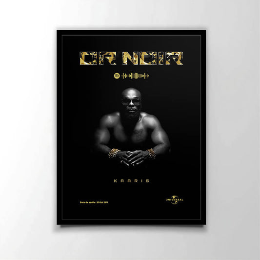 Poster officiel de l'album "Or Noir" (2011) du rappeur français Kaaris. Parfait pour les fans de rap français.