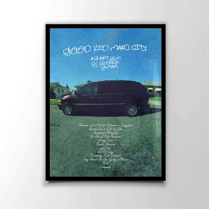 Poster officiel de l'album "Good Kid Maad City" (2012) du rappeur américain Kendrick Lamar. Parfait pour les fans de rap américain.