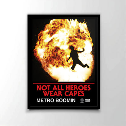 Poster officiel de l'album "Not All Heroes Wear Capes" () du producteur américain Metro Boomin. Parfait pour les fans de rap américain.