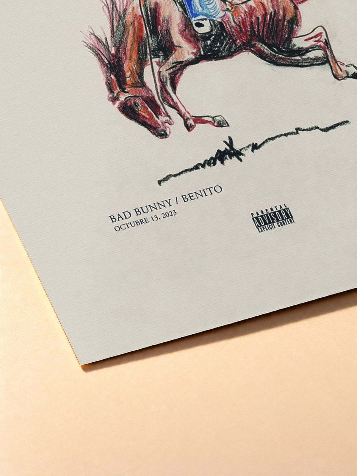 Gros plan sur l'impression du poster Bad Bunny – Nadie Sabe Lo Que Va a Pasar Mañana