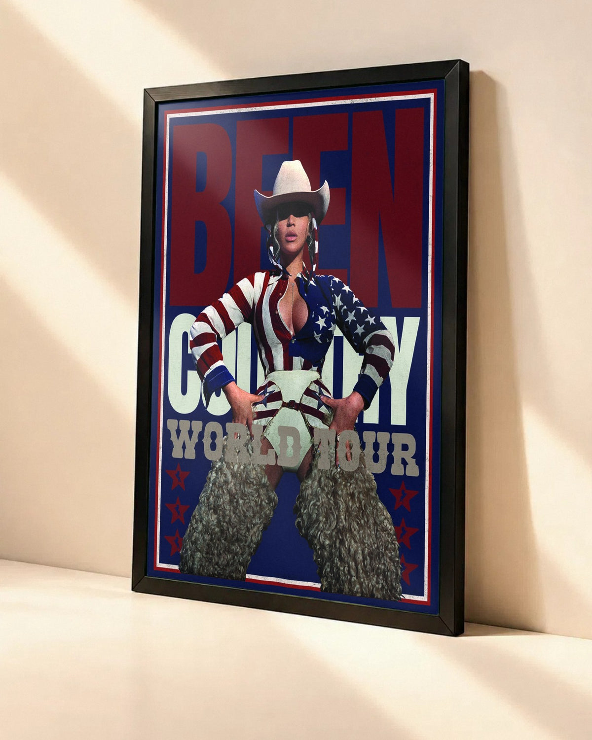 Poster Beyoncé – Cowboy Carter dans un cadre noir, vue en angle