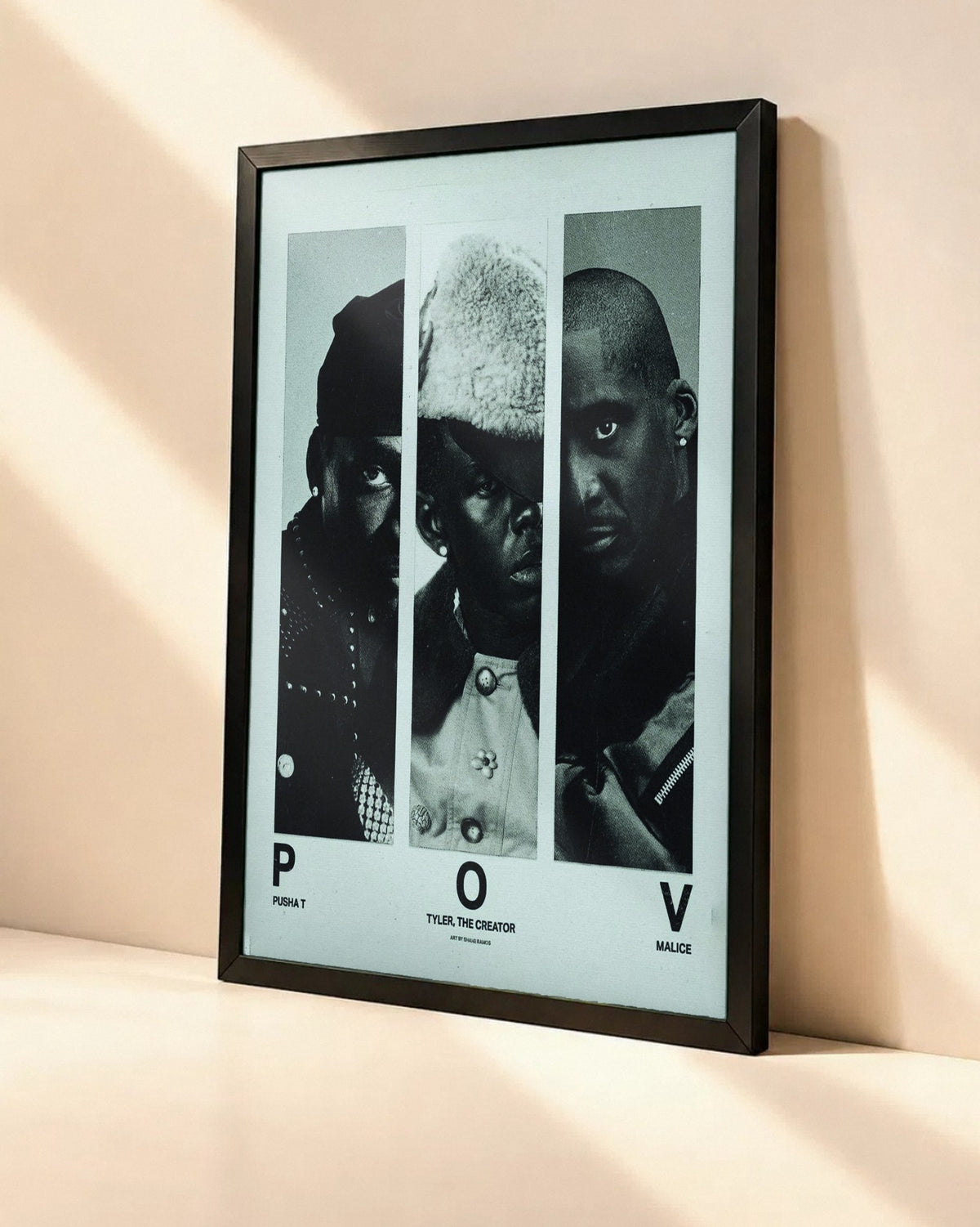 Poster Clipse & Tyler, The Creator – POV dans un cadre noir, vue en angle