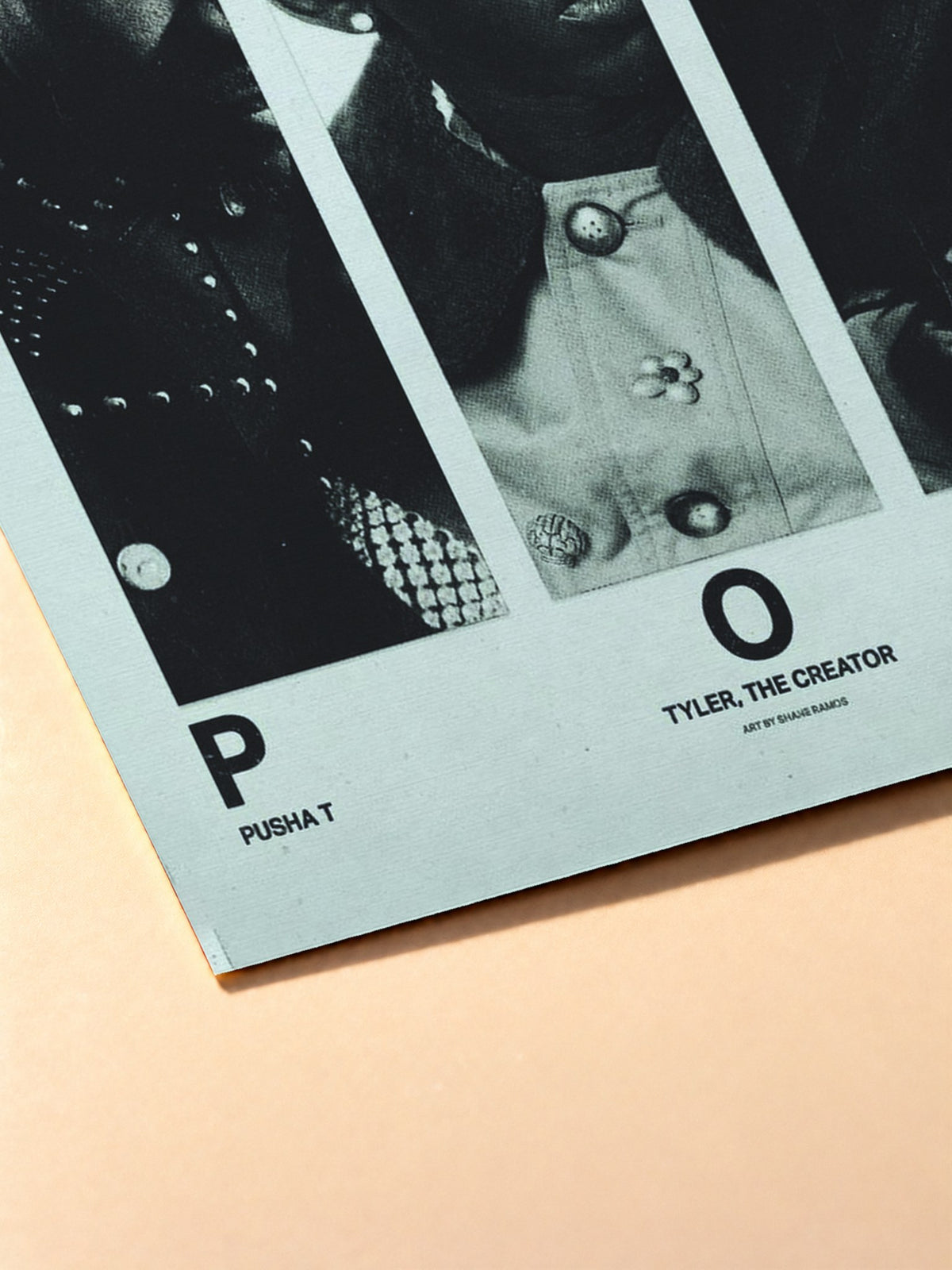 Gros plan sur l'impression du poster Clipse & Tyler, The Creator – POV