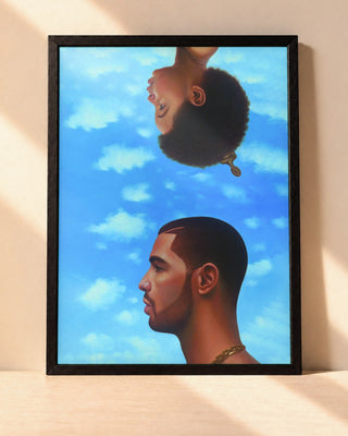 Poster Drake – Nothing Was The Same encadré dans un cadre noir, posé contre un mur clair