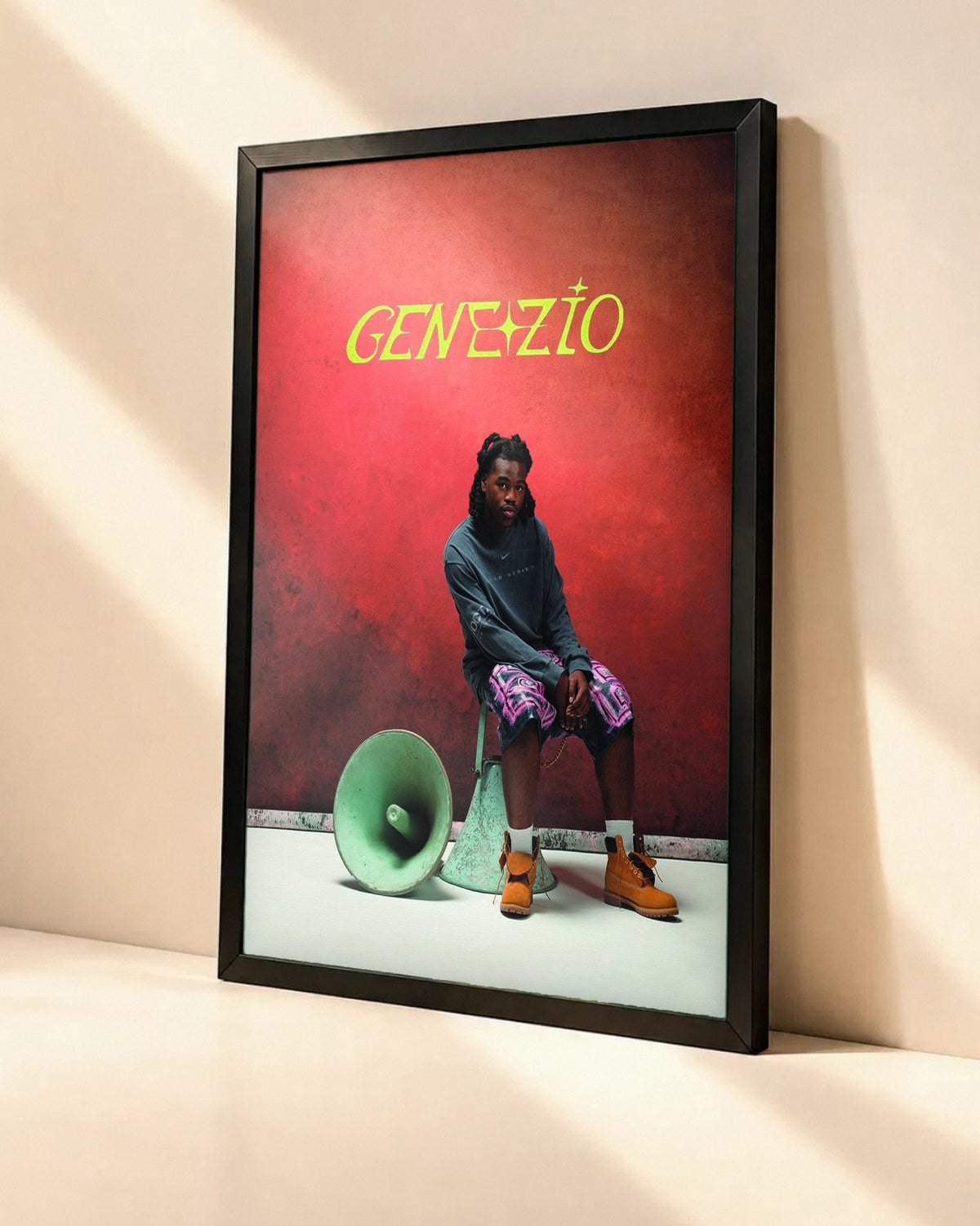 Poster Genezio – Shooting dans un cadre noir, vue en angle
