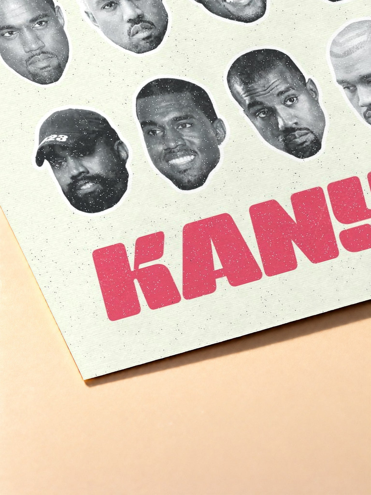 Gros plan sur l'impression du poster Kanye West – Big Head