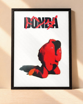 Poster Kanye West – Donda encadré dans un cadre noir, posé contre un mur clair