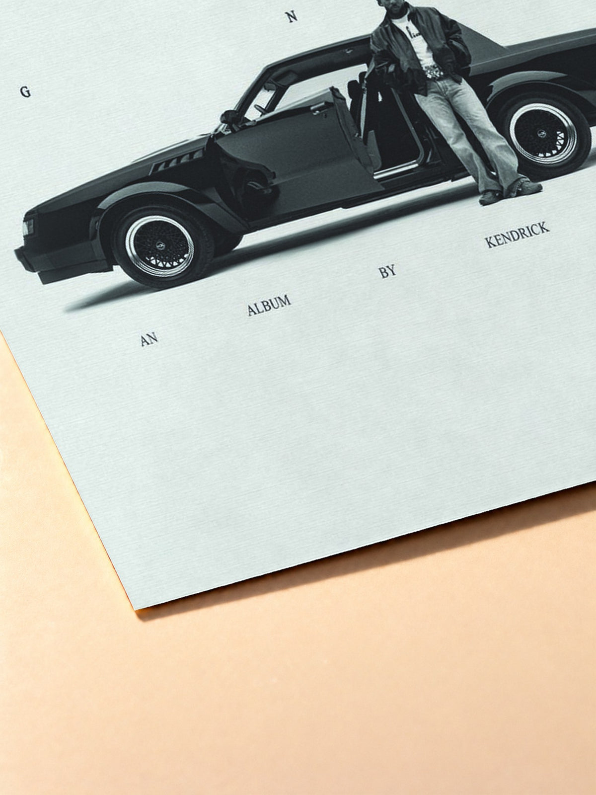 Gros plan sur l'impression du poster Kendrick Lamar – GNX