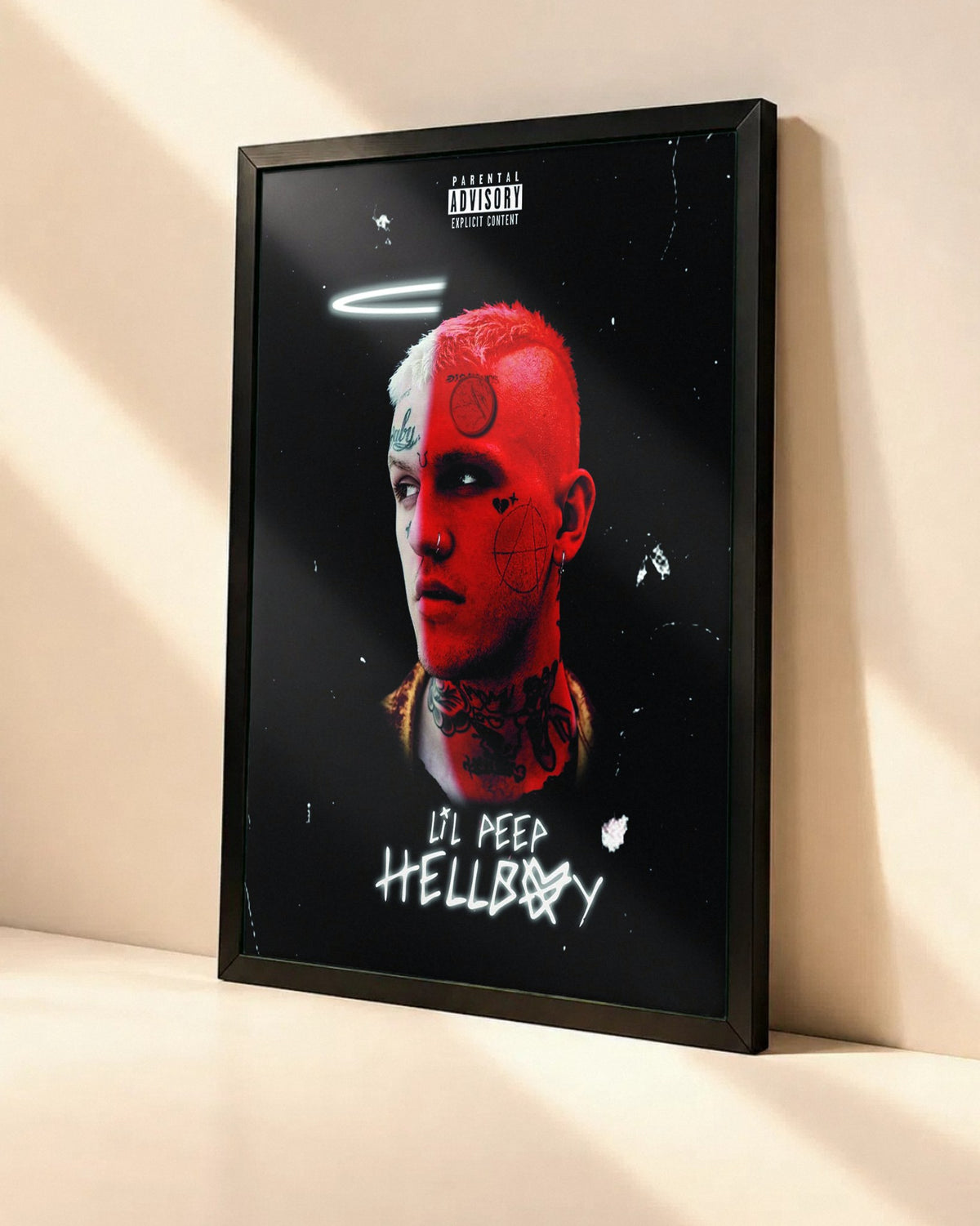 Poster Lil Peep – Hellboy dans un cadre noir, vue en angle