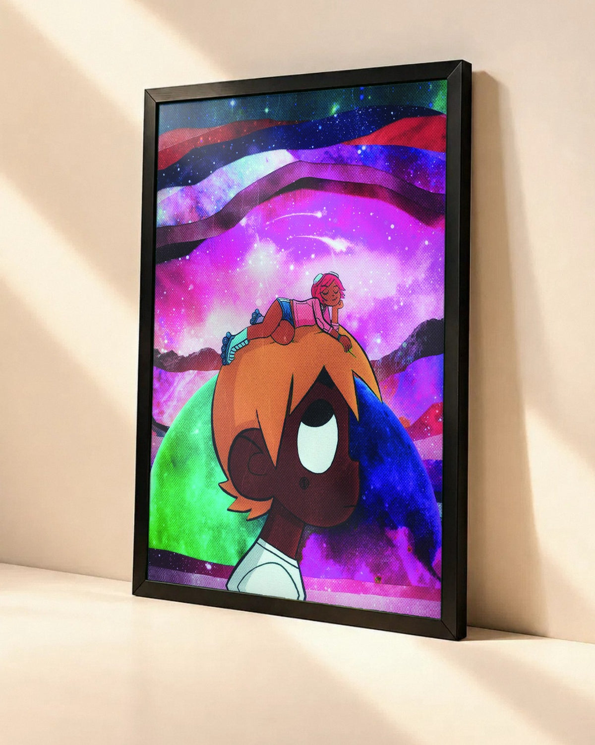 Poster Lil Uzi Vert – Versus The World dans un cadre noir, vue en angle