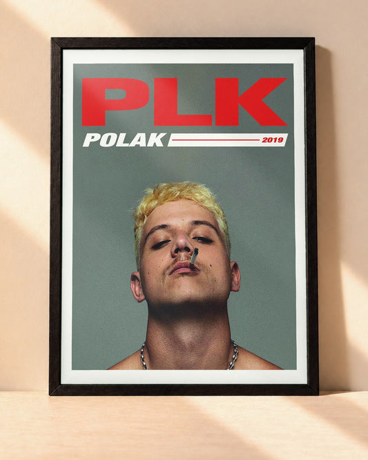 Poster PLK – Polak encadré dans un cadre noir, posé contre un mur clair