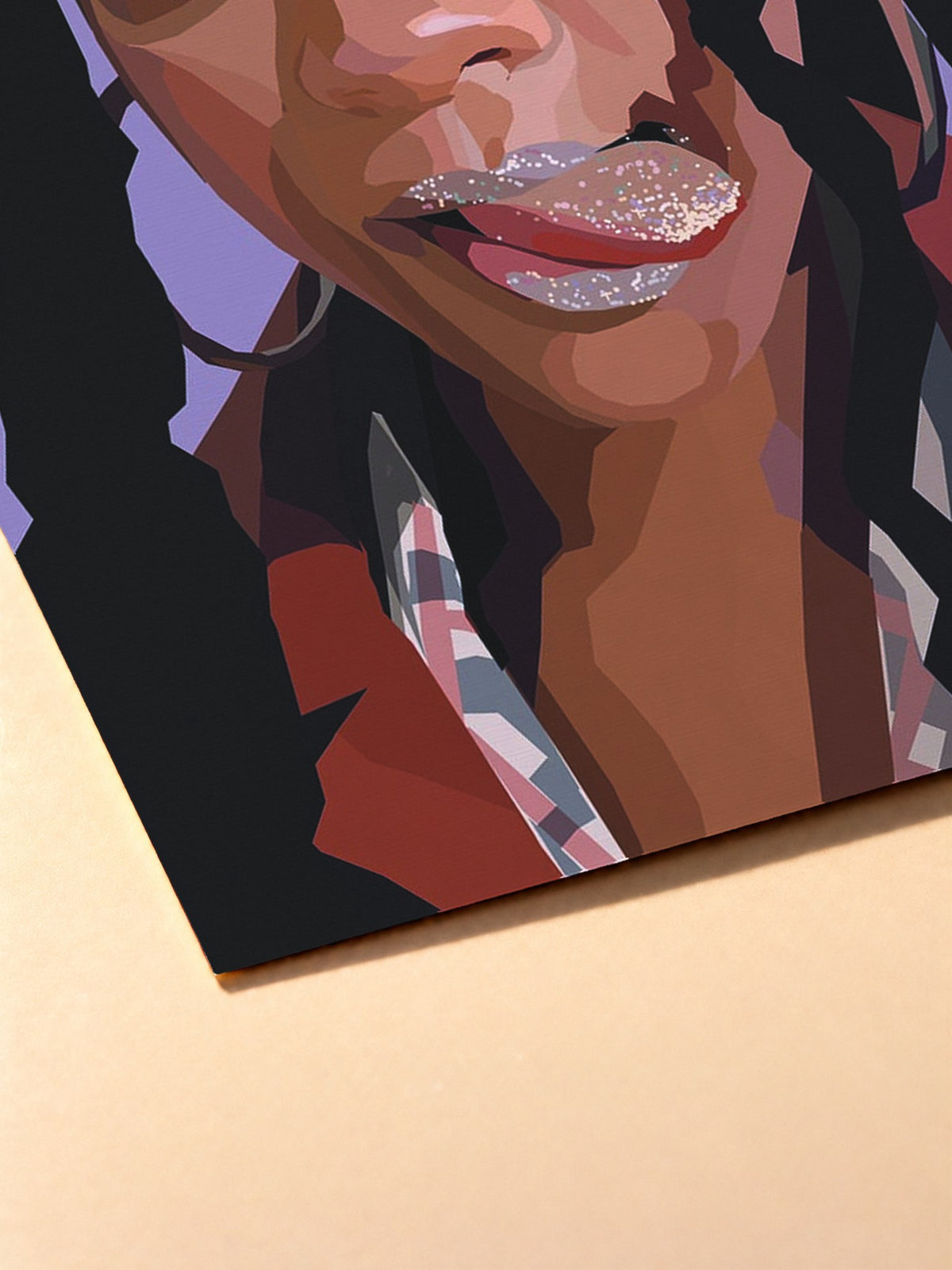 Gros plan sur l'impression du poster Rihanna – Art