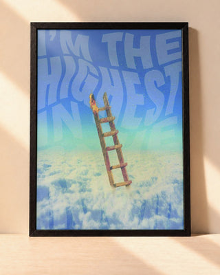 Poster Travis Scott – Highest In the Room encadré dans un cadre noir, posé contre un mur clair