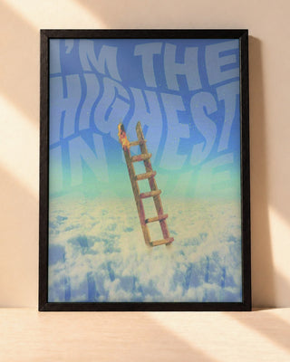 Poster Travis Scott – Highest In the Room encadré dans un cadre noir, posé contre un mur clair