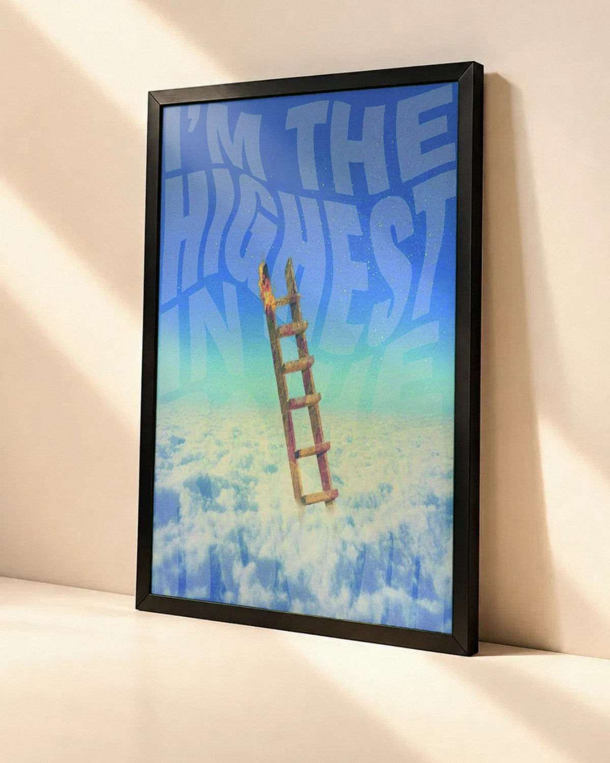 Poster Travis Scott – Highest In the Room dans un cadre noir, vue en angle