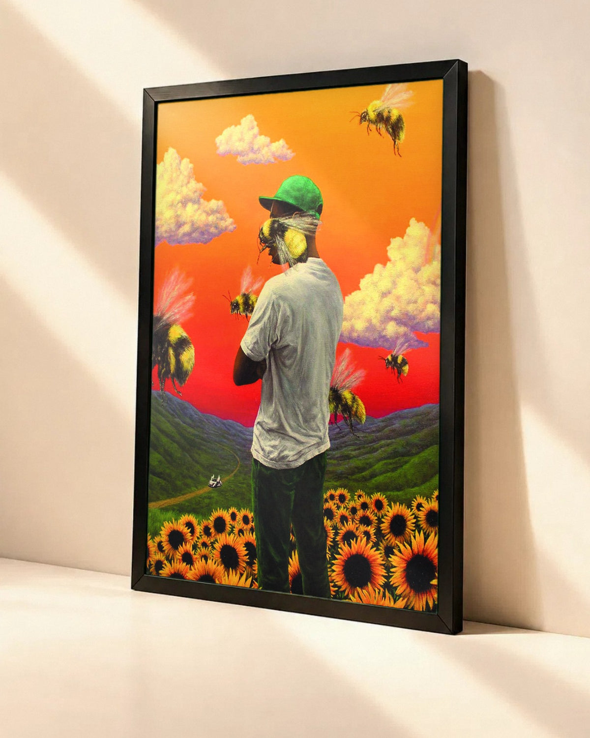 Poster Tyler, The Creator – Flower Boy dans un cadre noir, vue en angle