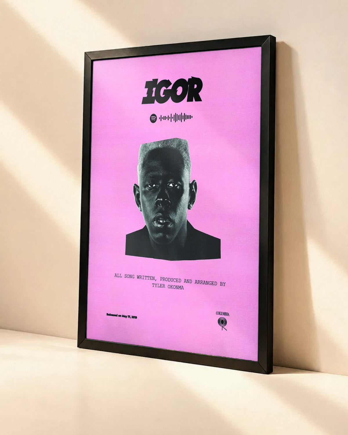 Poster Tyler, The Creator – IGOR dans un cadre noir, vue en angle