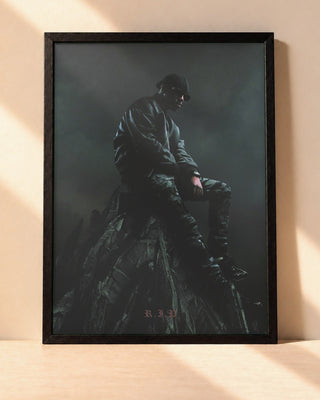 Poster Werenoi – Diamant Noir encadré dans un cadre noir, posé contre un mur clair